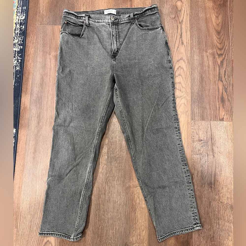 Abercrombie & Fitch Women’s Curve Love Charcoal Grey Jeans, Long Length